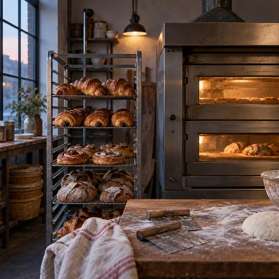 Illustration of bakeries equipment and workspace